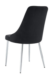 SILLA BELIZE CON PATAS PLATEADAS Y ASIENTO DE TERCIOPELO NEGRO.
