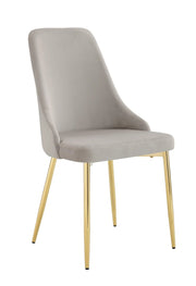 SILLA BELIZE CON PATAS DORADAS Y ASIENTO DE TERCIOPELO MOCA.