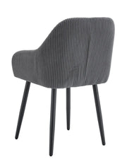 SILLA PEACH CON PATAS DE METAL NEGRO EN TELA ACANALADA GRIS.