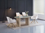 SILLAS LOLA CON PATAS DORADAS Y ASIENTO DE TELA BLANCO ROTO/BEIGE.