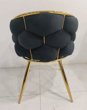 BALLON DESIGN CHAIRS IN BLACK VELVET AND GOLD FINISHING.
