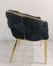 BALLON DESIGN CHAIRS IN BLACK VELVET AND GOLD FINISHING.