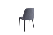 CALI CHAIR WITH BLACK METAL LEGS AND ANTHRACITE SEAT IN LINEN EFFECT FABRIC.