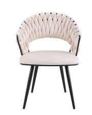 CARLINA CHAIRS WITH BLACK METAL LEGS IN BEIGE VELVET.