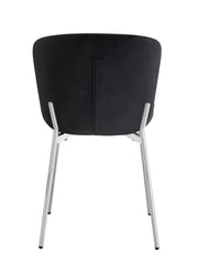 HAILEY CHAIRS WITH SILVER LEGS AND BLACK VELEVT SEAT.