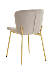 HAILEY CHAIRS WITH GOLD LEGS AND MOCHA VELEVT SEAT.