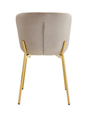 HAILEY CHAIRS WITH GOLD LEGS AND MOCHA VELEVT SEAT.