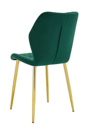 SILLÓN SHELL CON ASIENTO DE TERCIOPELO VERDE Y PATAS DORADAS.