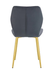 SILLÓN SHELL EN TERCIOPELO ANTRACITA/GRIS OSCURO CON PATAS DORADAS.