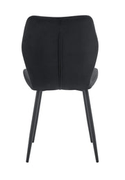SILLÓN SHELL EN TERCIOPELO NEGRO Y PATAS DE METAL NEGRO.