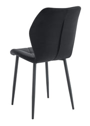SILLÓN SHELL EN TERCIOPELO NEGRO Y PATAS DE METAL NEGRO.