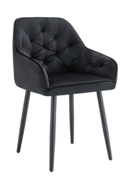 JADE CHAIR WITH BLACK METAL LEGS IN BLACK VELVET.