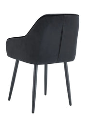 JADE CHAIR WITH BLACK METAL LEGS IN BLACK VELVET.