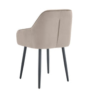 JADE CHAIR WITH BLACK METAL LEGS IN TAUPE VELVET SEAT.