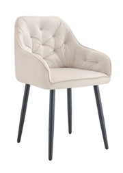 JADE CHAIR WITH BLACK METAL LEGS IN BEIGE VELVET.