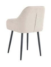 JADE CHAIR WITH BLACK METAL LEGS IN BEIGE VELVET.