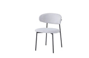 LULU CHAIRS WITH BLACK METAL LEGS IN GREY SERGE FABRIC.