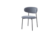 LULU CHAIRS WITH BLACK METAL LEGS IN ANTHRACITE/DARK GREY SERGE FABRIC.