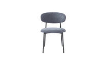 LULU CHAIRS WITH BLACK METAL LEGS IN ANTHRACITE/DARK GREY SERGE FABRIC.