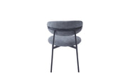 LULU CHAIRS WITH BLACK METAL LEGS IN ANTHRACITE/DARK GREY SERGE FABRIC.