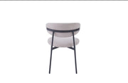 LULU CHAIRS WITH BLACK METAL LEGS IN MOCHA SERGE FABRIC.