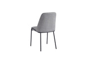 SILLA CALI CON PATAS DE METAL NEGRO Y ASIENTO GRIS EN TELA EFECTO LINO