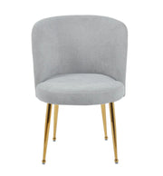 SACHA CHAIRS WITH GOLD LEGS AND GREY SEAT IN LINEN-EFFECT FABRIC.