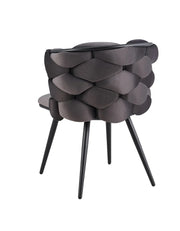 LOLIPOP CHAIRS WITH BLACK METAL LEGS IN ANTHRACITE/DARK GREY VELVET SEAT.