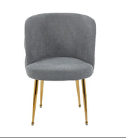 SILLAS SACHA CON PATAS DORADAS Y ASIENTO ANTRACITA/GRIS OSCURO EN TEJIDO CON EFECTO LINO.