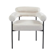 SILLÓN BULLE EN TERCIOPELO BEIGE CON PATAS DE METAL NEGRO.