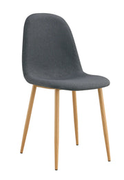 SCANDINAVIAN CHAIRS WITH WOODEN LEGS IN ANTHRACITE/DARK GREY FABRIC.