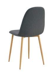 SCANDINAVIAN CHAIRS WITH WOODEN LEGS IN ANTHRACITE/DARK GREY FABRIC.