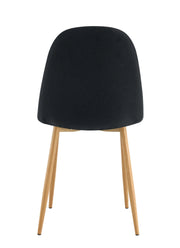 SILLAS ESCANDINAVAS CON PATAS DE MADERA EN TAPIZADO NEGRO.
