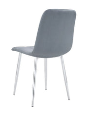 SILLAS ELISA CON PATAS PLATEADAS Y ASIENTO DE TERCIOPELO GRIS.