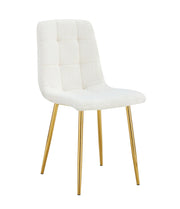 ELISA CHAIR WITH GOLD LEGS IN TEDDY FABRIC SEAT.