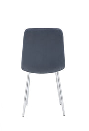 ELISA CHAIRS WITH SILVER LEGS AND ANTHRACITE/DARK GREY VELVET SEAT.
