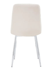 ELISA CHAIR WITH SILVER LEGS IN BEIGE SEAT.