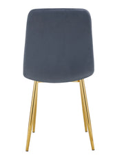 ELISA CHAIR WITH GOLD LEGS IN ANTHRACITE/DARK GREY VELVET SEAT.