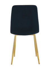 SILLA ELISA CON PATAS DORADAS Y ASIENTO DE TERCIOPELO NEGRO.