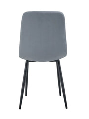 ELISA CHAIR WITH BLACK METAL LEGS IN GREY VELVET.