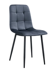 SILLA ELISA CON PATAS DE METAL NEGRO EN TERCIOPELO ANTRACITA/GRIS OSCURO.