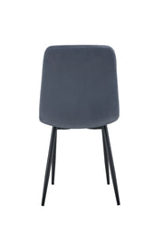 SILLA ELISA CON PATAS DE METAL NEGRO EN TERCIOPELO ANTRACITA/GRIS OSCURO.