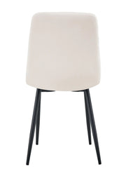 SILLA ELISA CON PATAS DE METAL NEGRO EN TERCIOPELO BEIGE.
