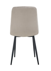 SILLA ELISA CON PATAS DE METAL NEGRAS EN TERCIOPELO TOPO.