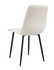 SILLA ELISA CON PATAS DE METAL NEGRO EN TERCIOPELO BEIGE.