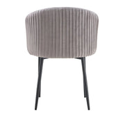 CARLITA CHAIRS IN GREY VELVET AND BLACK METAL LEGS.