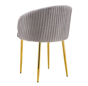 CARLITA CHAIRS IN GREY VELVET AND GOLD METAL LEGS.