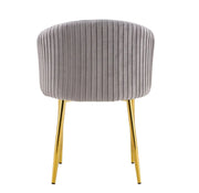 CARLITA CHAIRS IN GREY VELVET AND GOLD METAL LEGS.