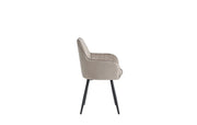 SILLAS KANVAS CON PATAS DE METAL NEGRO EN TERCIOPELO GRIS TOPO. DIMENSIONES 41X45X80CM