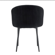 CARLITA CHAIRS IN BLACK VELVET AND BLACK METAL LEGS.